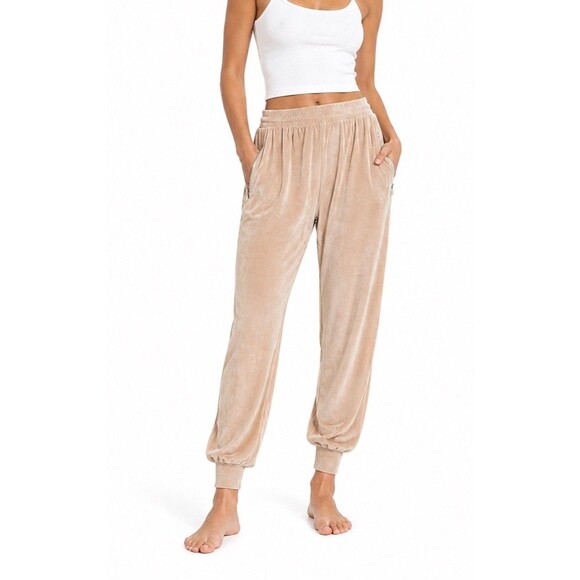 SKIMS Pants - Skims Velour Jogger Lounge Pants Women’s Small Honey Beige Soft Plush Drawstring